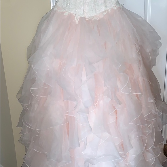 Oleg Cassini Strapless Ruffled Skirt Wedding Dress - Picture 4 of 11